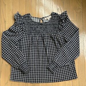 LOFT | Blue & White Ruffle Blouse